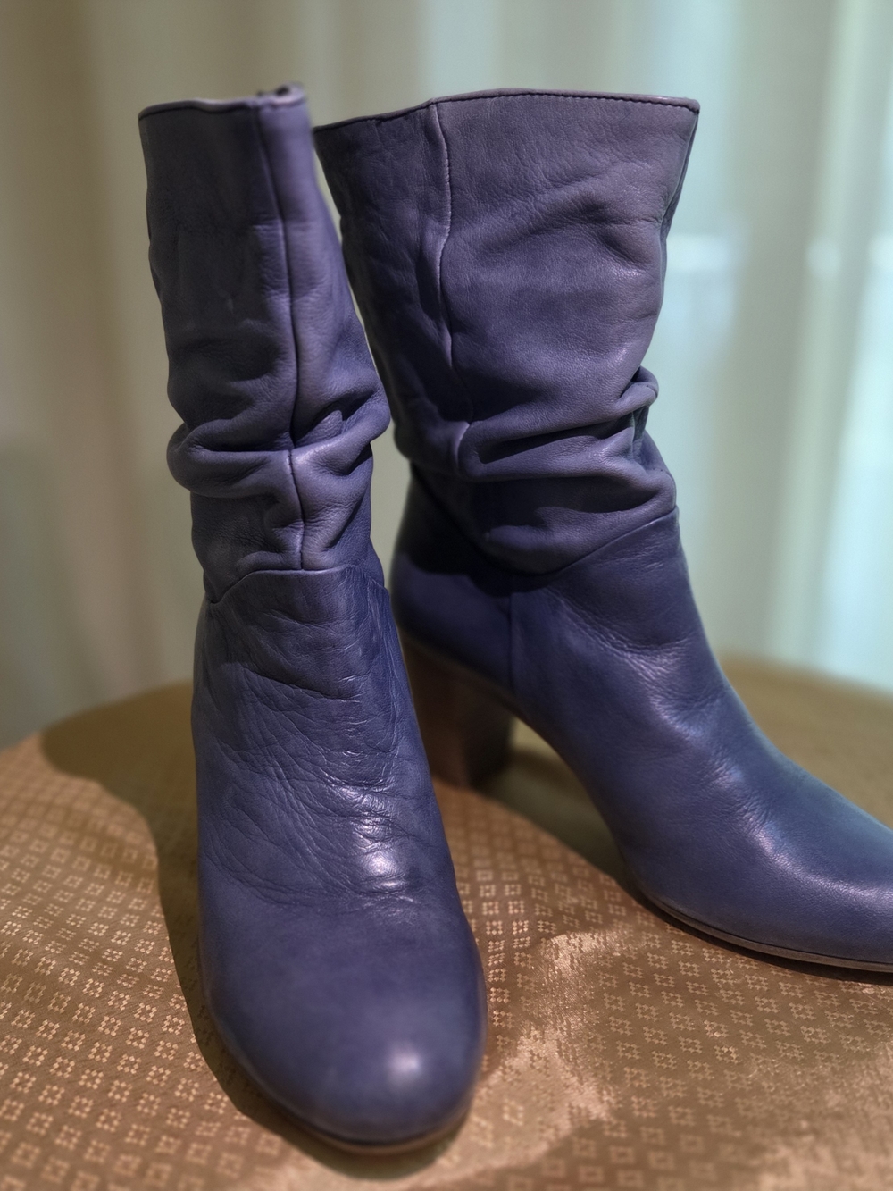 Lavorazione Artigiana Mid-Calf Slouch Leather Heeled Boots( Made In Italy)